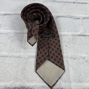 Vintage CHRISTIAN DIOR Silk Tie Floret Pattern Made In USA Woven In Italy 56x3.5